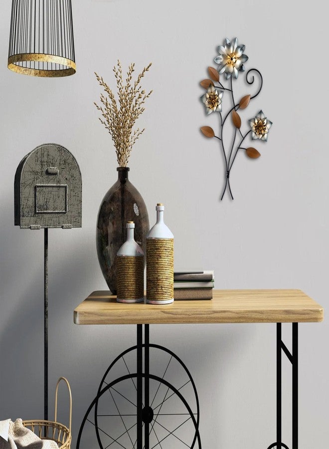 Sintosin Vintage Small Metal Flowers Wall Decor for Living Room 9 X 15 Inches, Hanging 3D Antique Floral Metal Wall Art Decor for Bedroom Entryway Garden Decorations Outdoor - Image 4